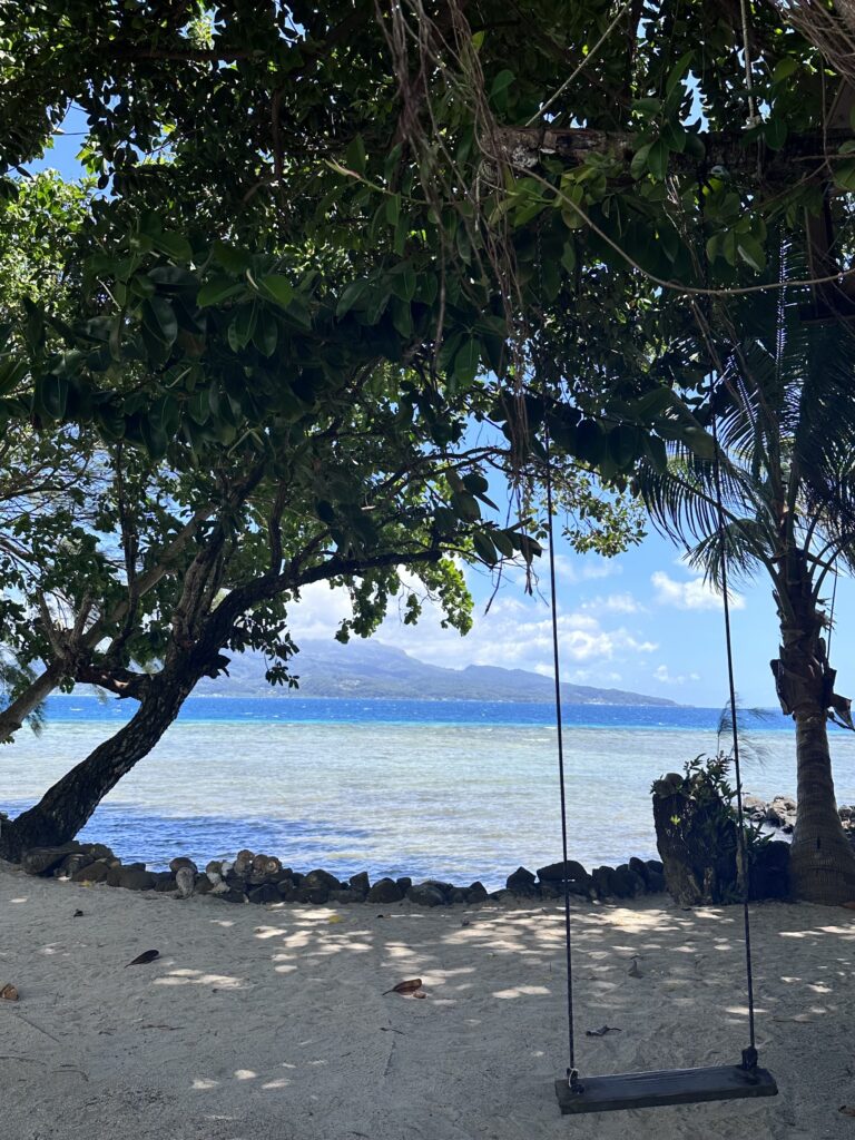 A swing overlooking the lagoon from Tahaa